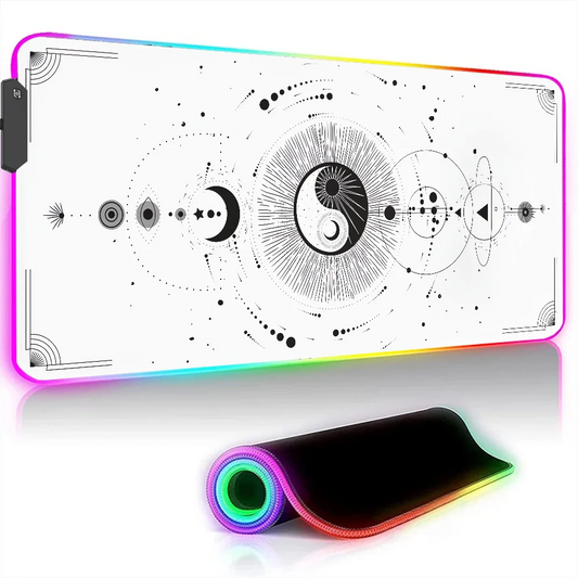 Laumango White Yinyang RGB Gaming Mouse Pad