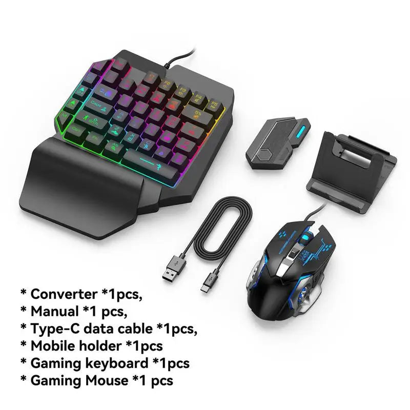 Portable Single Handed Gaming Keyboard and Mouse Set