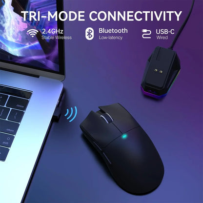 Lightweight Three-mode Wireless Gaming Mouse with RGB Charging Dock