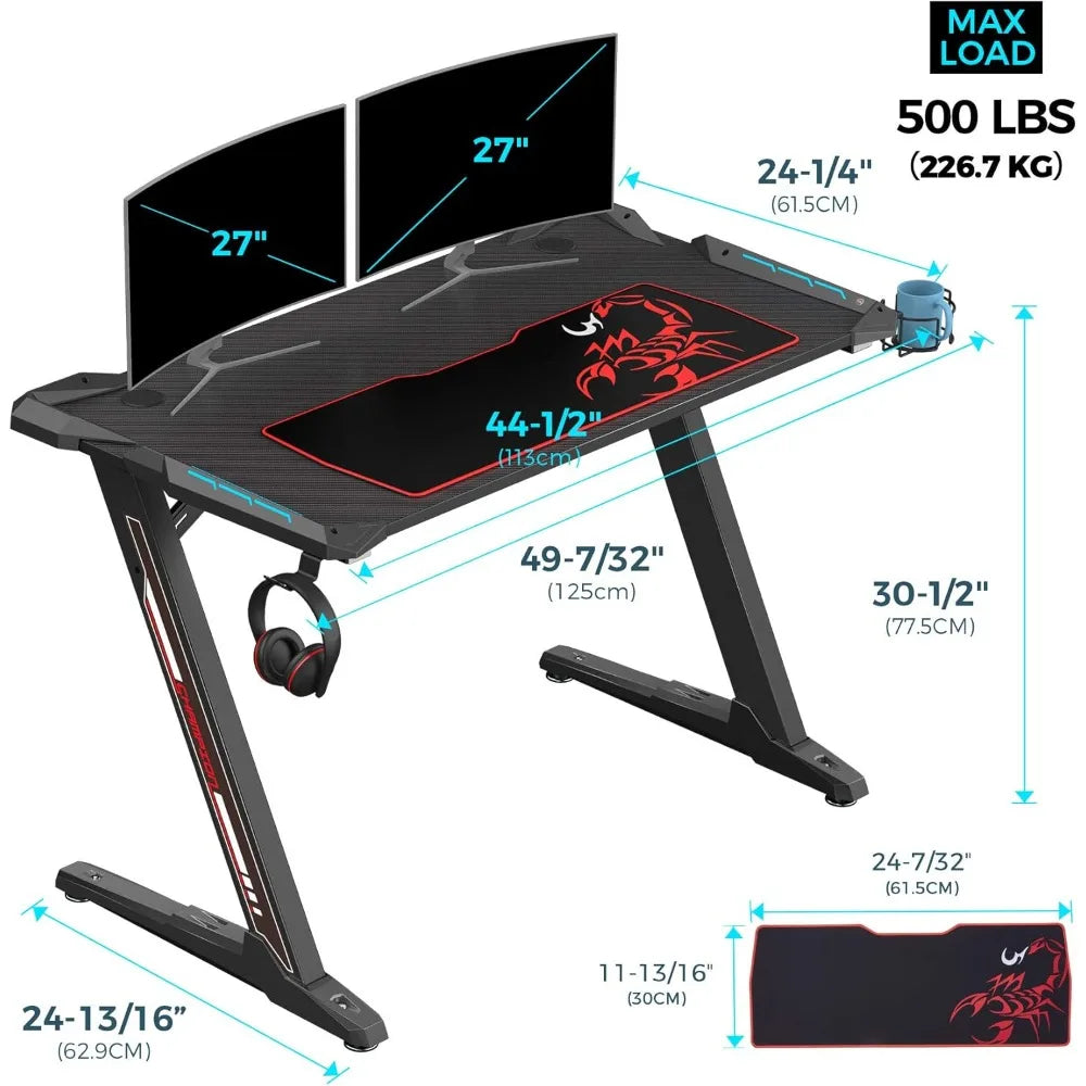 Computer Desks Gamer Tables with LED Lights