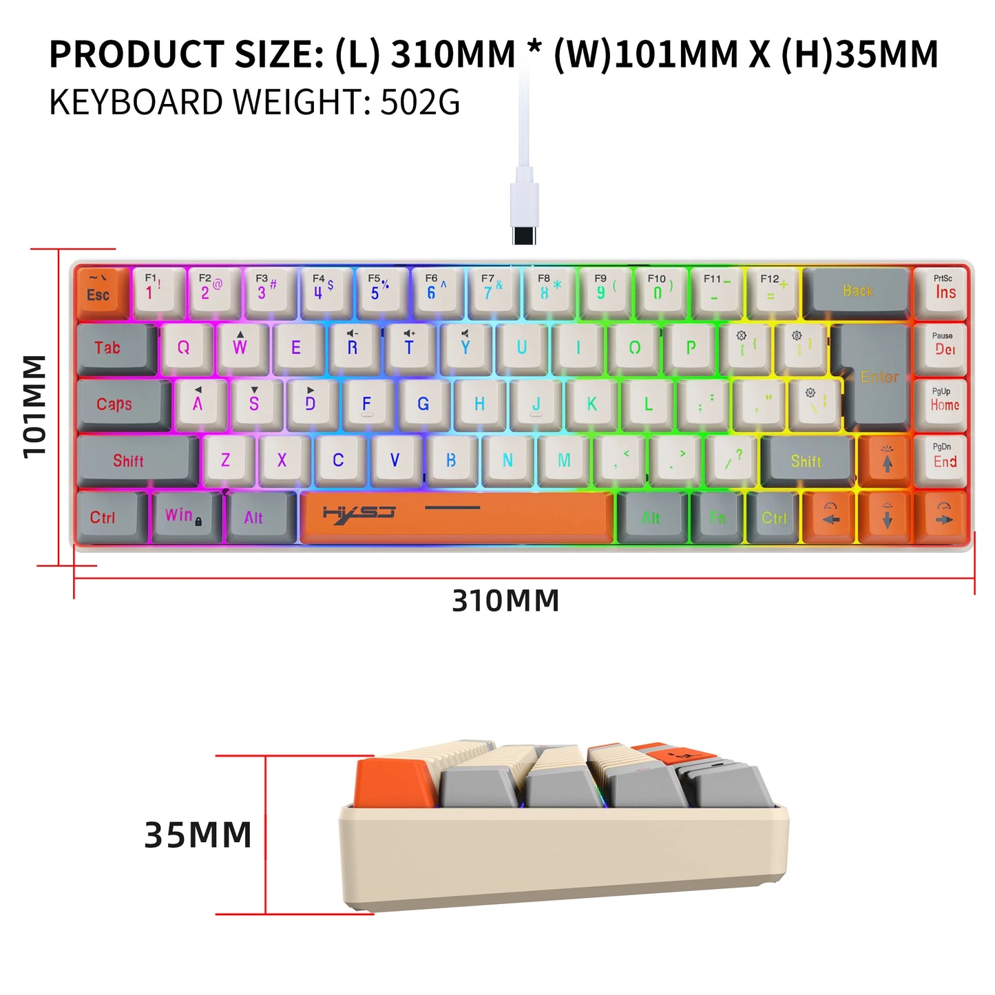 USB Wired Portable 20 RGB Backlight Keyboard