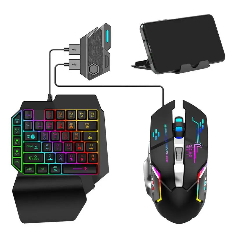 Portable Single Handed Gaming Keyboard and Mouse Set