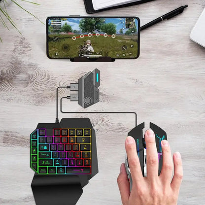 Portable Single Handed Gaming Keyboard and Mouse Set